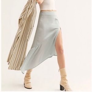 Free people midi silk skirt with slit